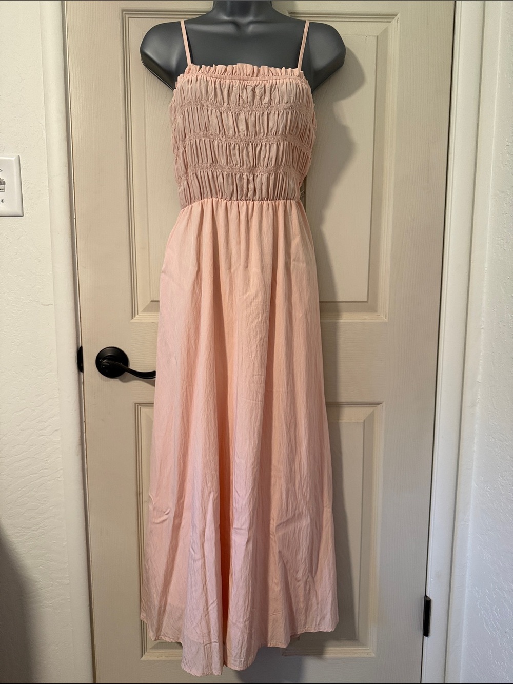 Light Pink Maxi Dress with Smocked Bodice